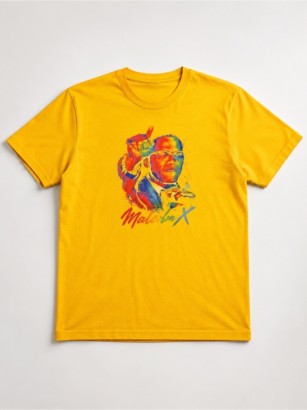 Yellow Malcolm X Graphic Tee - Short Sleeve Shirt